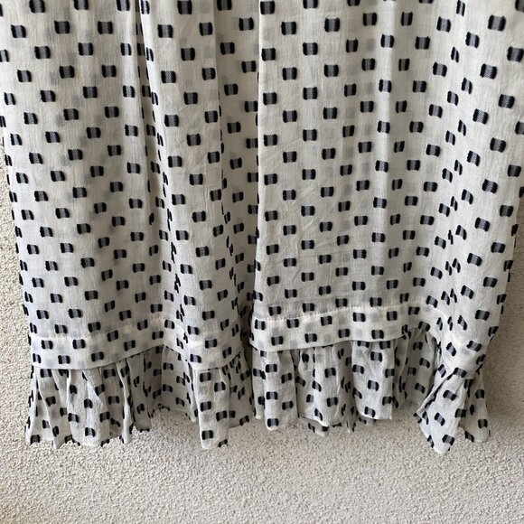 REBECCA TAYLOR Womens Blouse White Box Clip Dot Silk Ruffle Top Size 0 - Picture 10 of 11